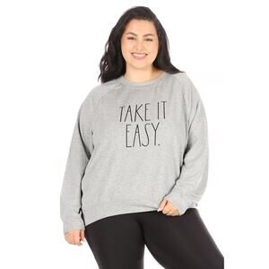 Women's "TAKE IT EASY" Rae Dunn Plus Size Studio Raglan Sweatshirt New w Tags